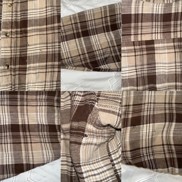 Wrangler | Quilted Lined Flannel Plaid Shirt Jacket Shacket Distressed Button Up - Picture 8 of 15